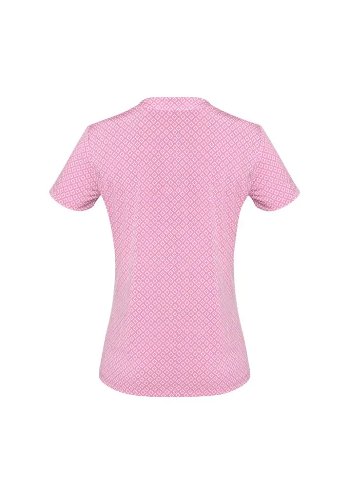 Advatex Ladies Ella Diamond Pleat Knit Top - Melon - 4 - Biz Collection