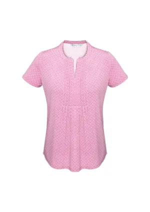 Advatex Ladies Ella Diamond Pleat Knit Top - Melon - 4 - Biz Collection