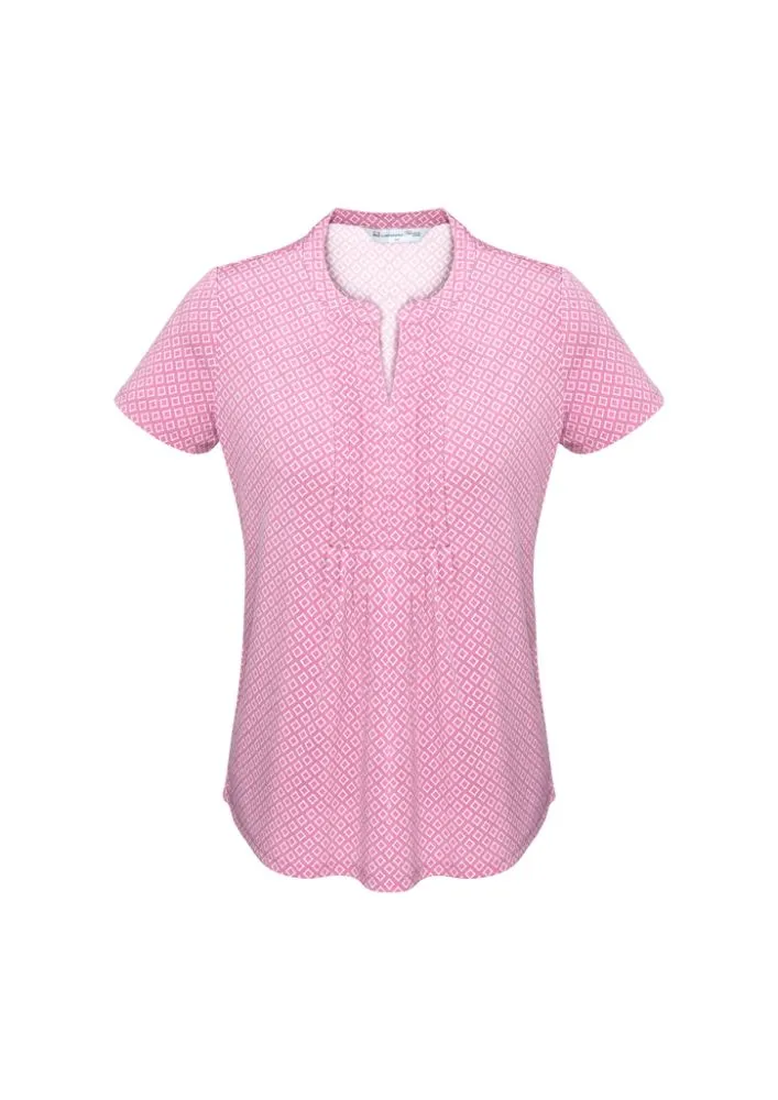 Advatex Ladies Ella Diamond Pleat Knit Top - Melon - 4 - Biz Collection