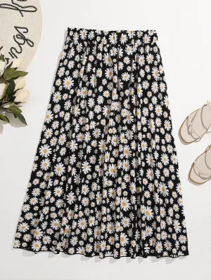 All Over Print Midi Plus Size Skirt