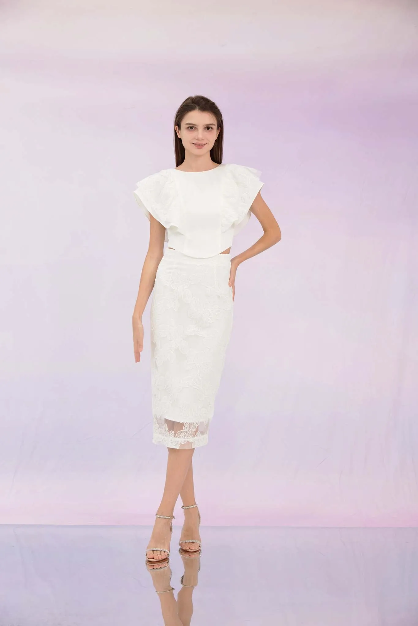 Ancelote White Ruffle Top
