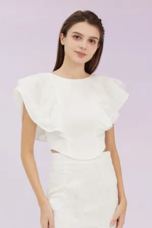 Ancelote White Ruffle Top
