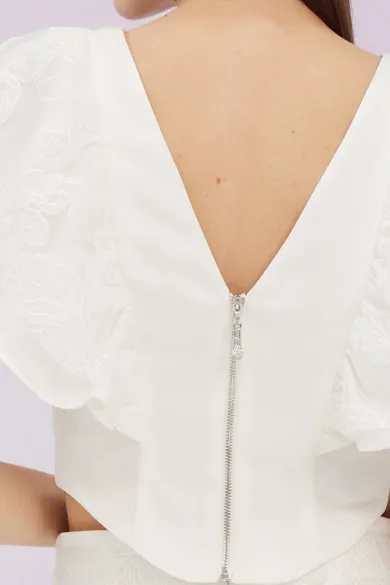 Ancelote White Ruffle Top