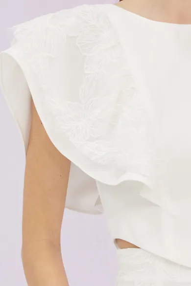 Ancelote White Ruffle Top
