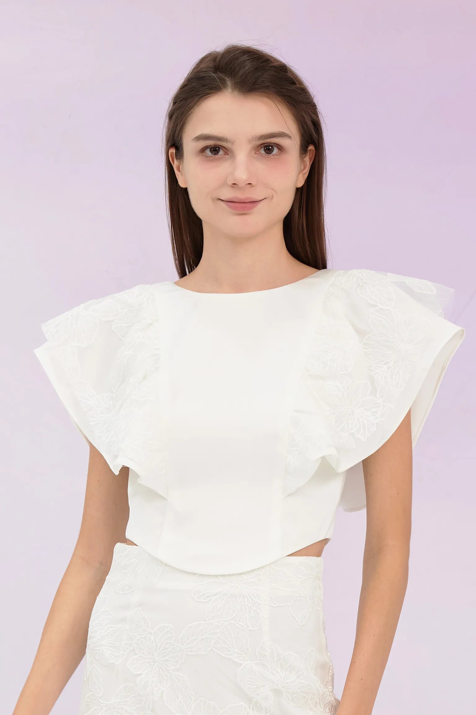 Ancelote White Ruffle Top