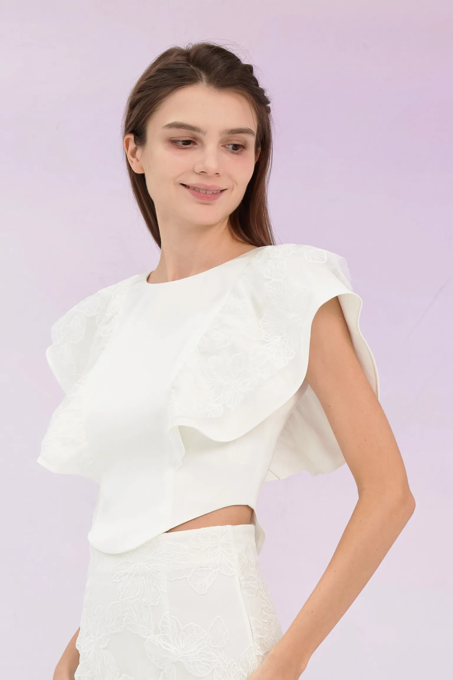 Ancelote White Ruffle Top