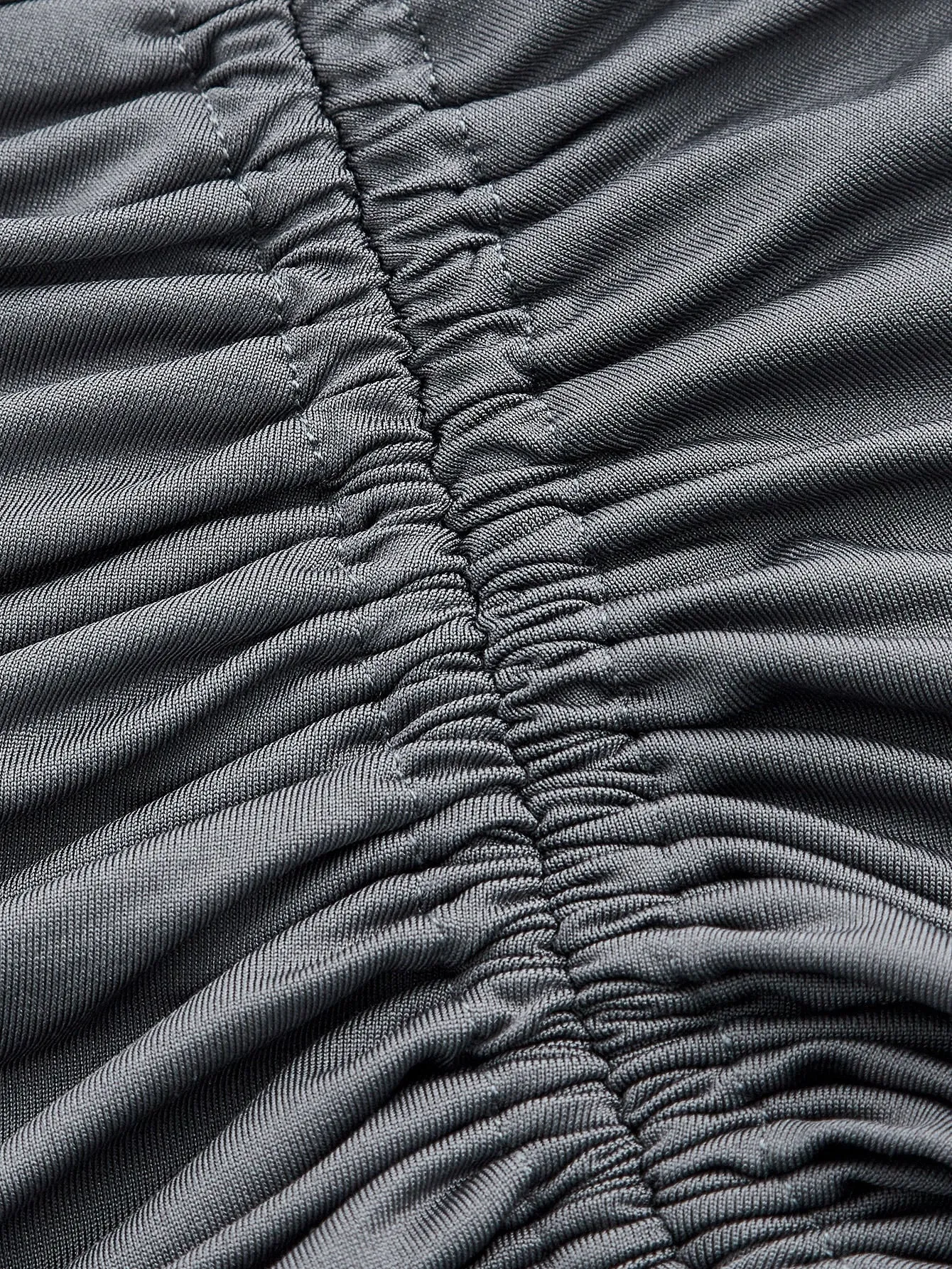 Asymmetrical Neck Asymmetrical Hem Top & Drawstring Bodycon Skirt