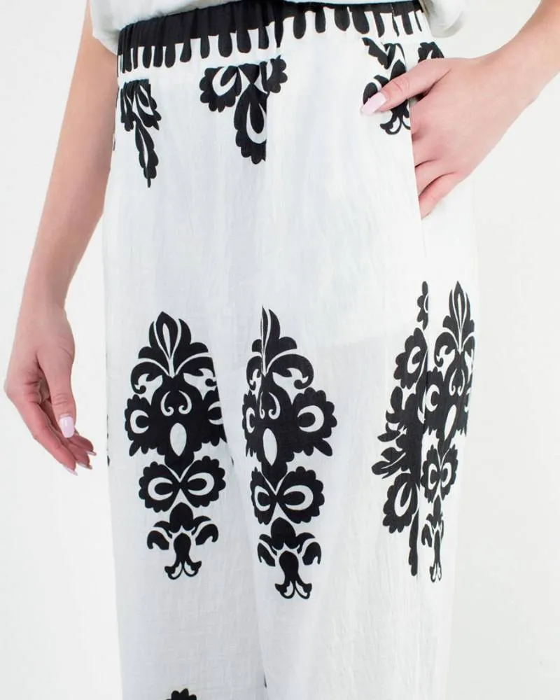 Black & White Wide Leg Pants
