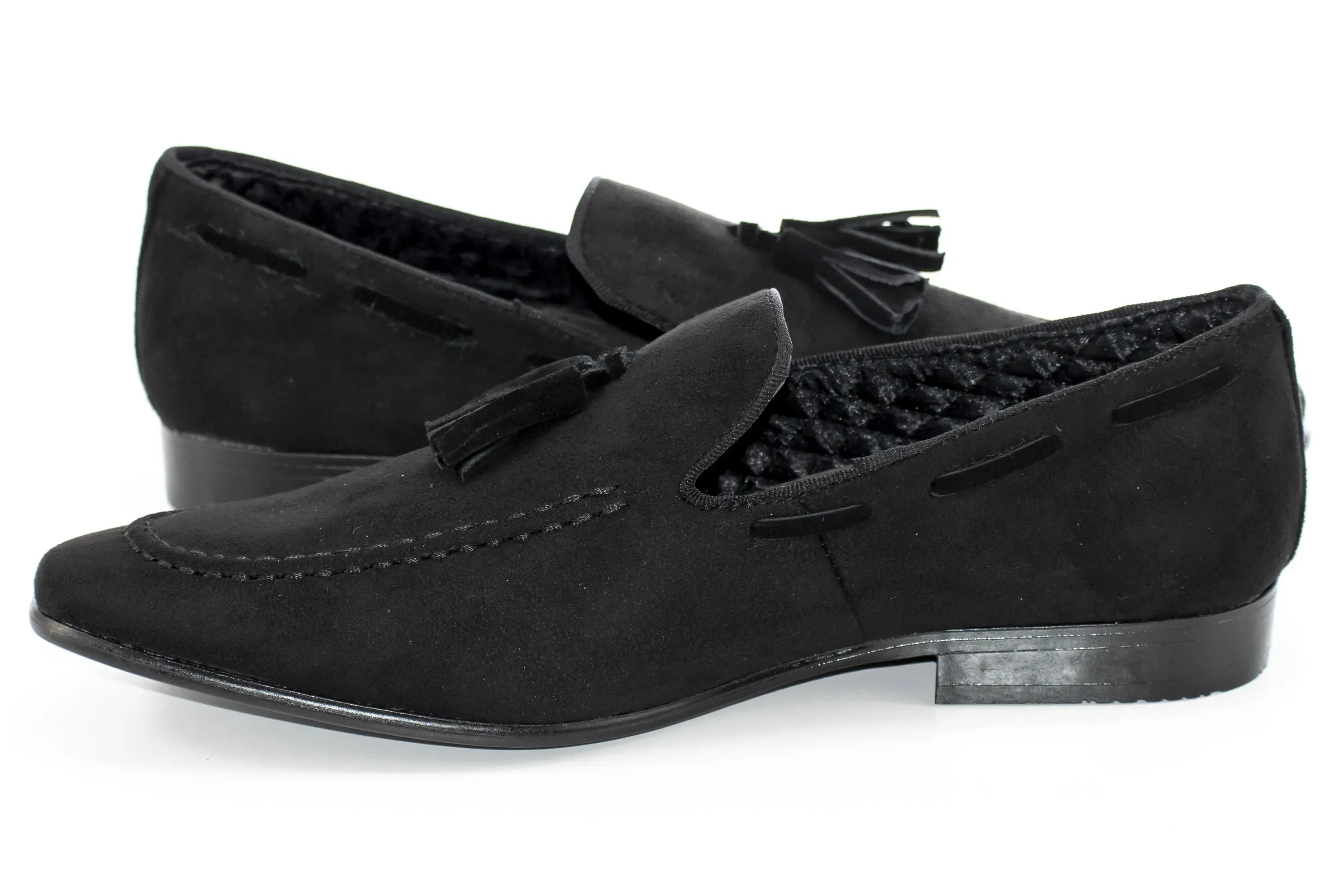 Black Ultrasuede Loafer With Matching Tassels
