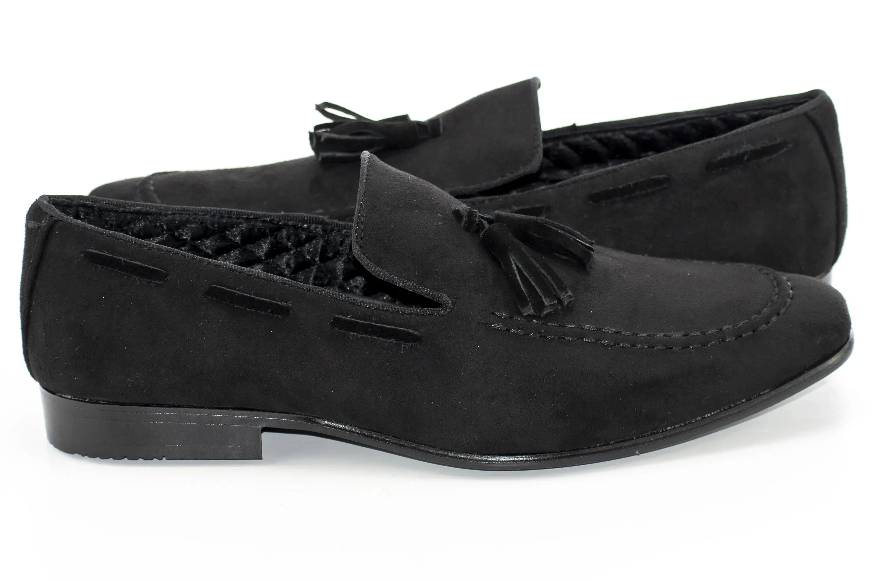 Black Ultrasuede Loafer With Matching Tassels