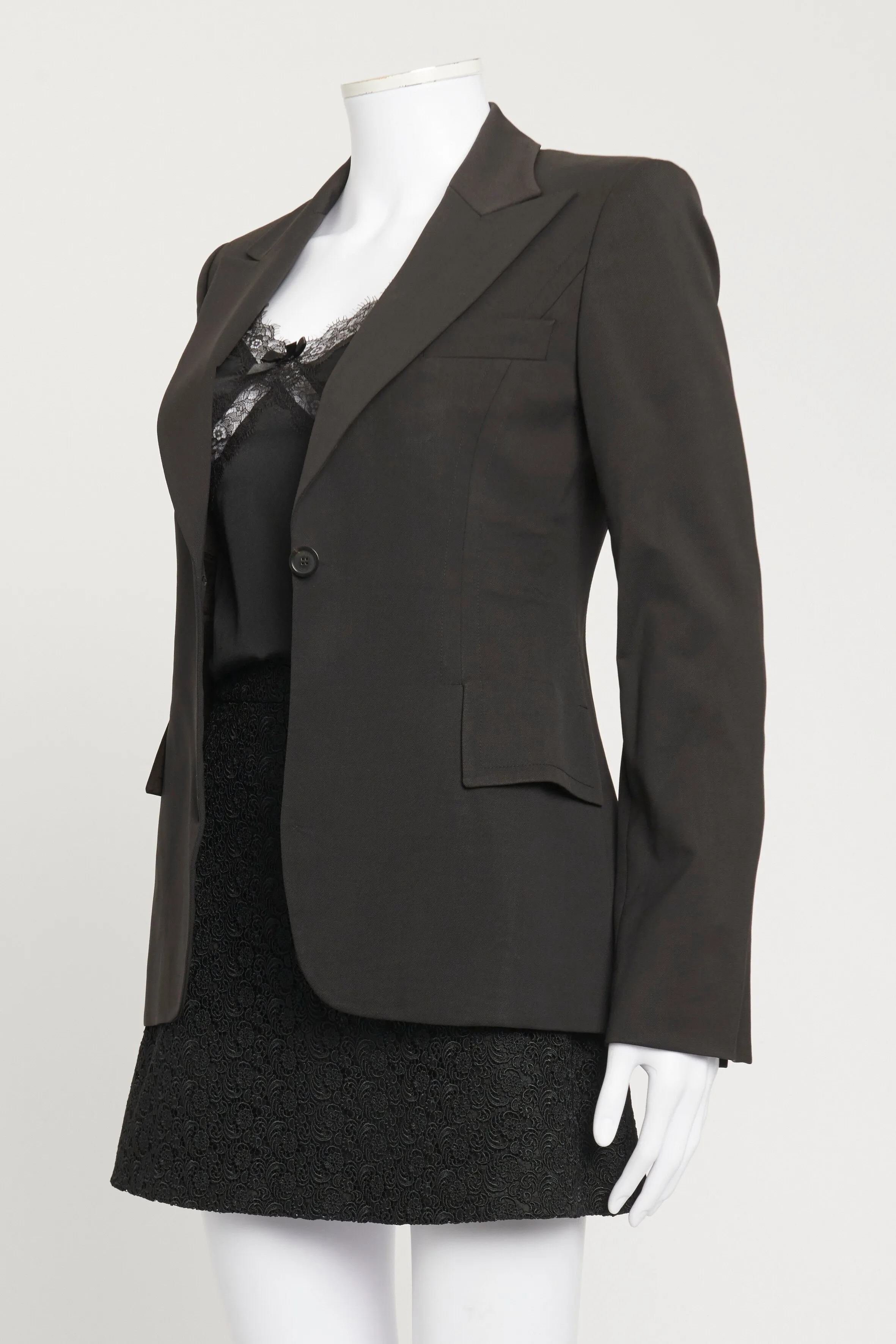 Black Wool Preowned Blazer Jacket