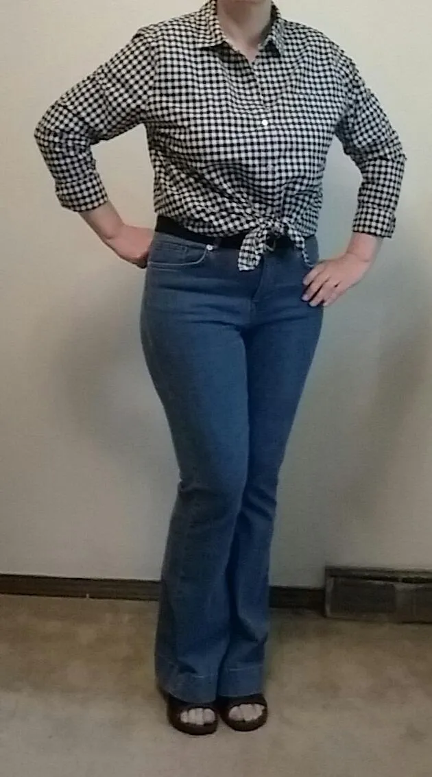 Blue Gingham Women's Classic-Fit Long-Sleeve Button-Down Poplin Shirt - AE Store
