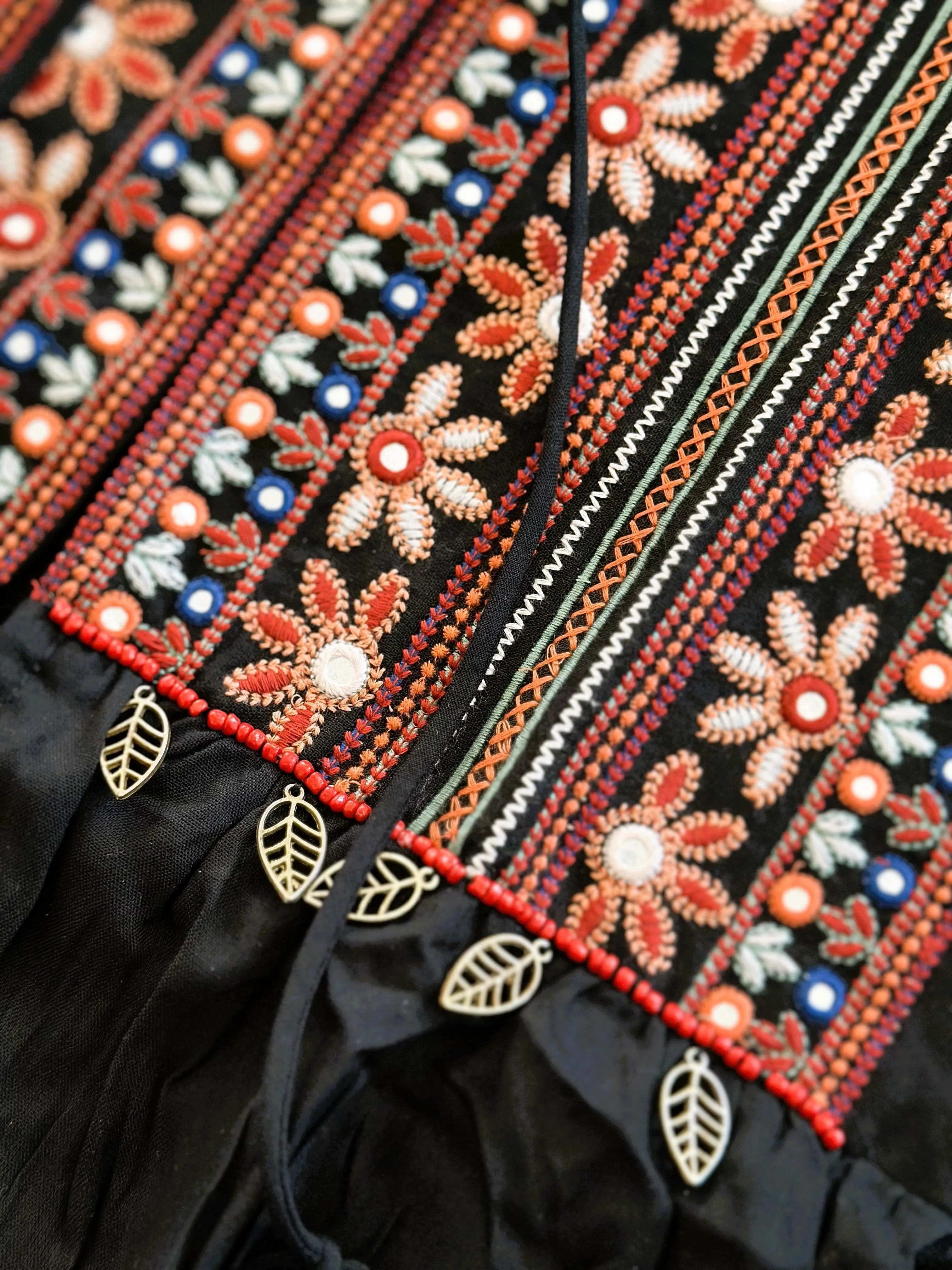 Bohemian Kutch Embroidered Black Shrug