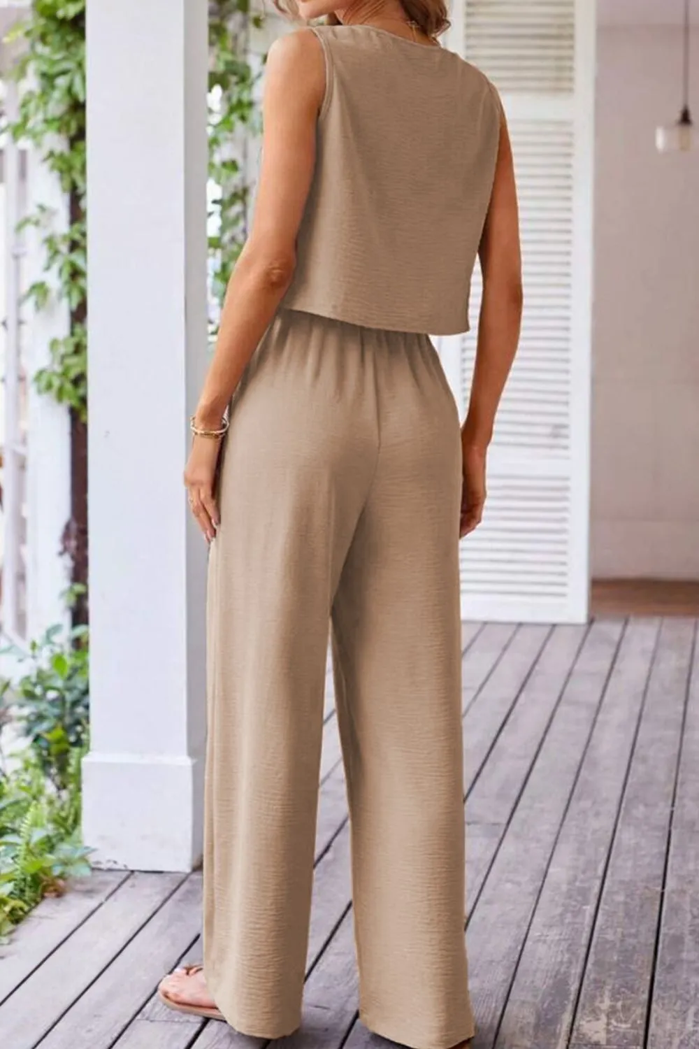 Button Down Vest & Drawstring Pants Set