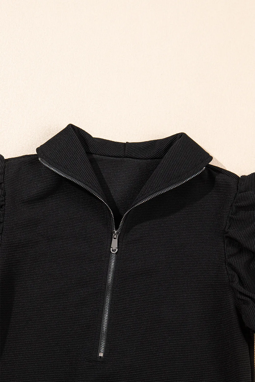 Chic Black Ruffle Top & Pants Set