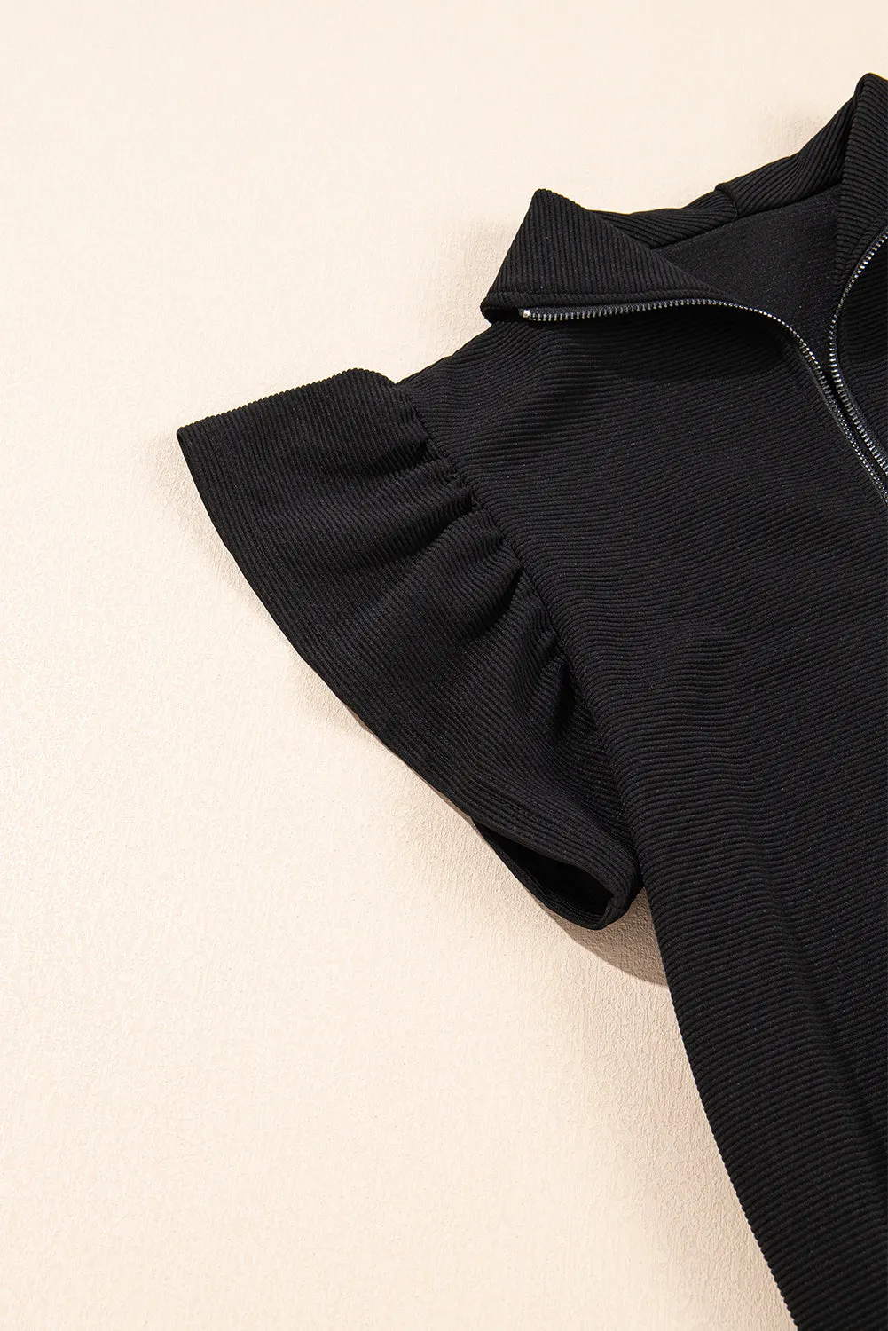 Chic Black Ruffle Top & Pants Set