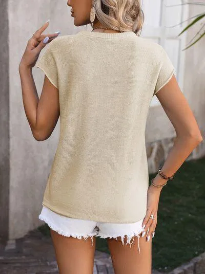 Comfy Day Crew Neck Short Sleeve Knit Top