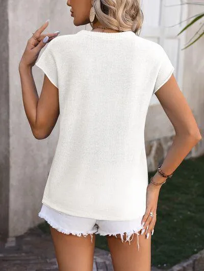 Comfy Day Crew Neck Short Sleeve Knit Top