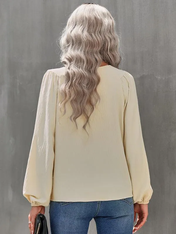 Cozy Solid Color Women's Polyester Pullover with Long Sleeves