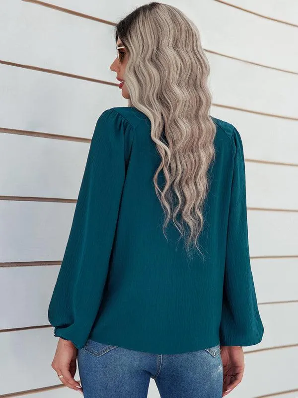 Cozy Solid Color Women's Polyester Pullover with Long Sleeves