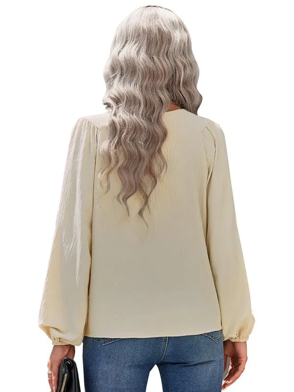 Cozy Solid Color Women's Polyester Pullover with Long Sleeves