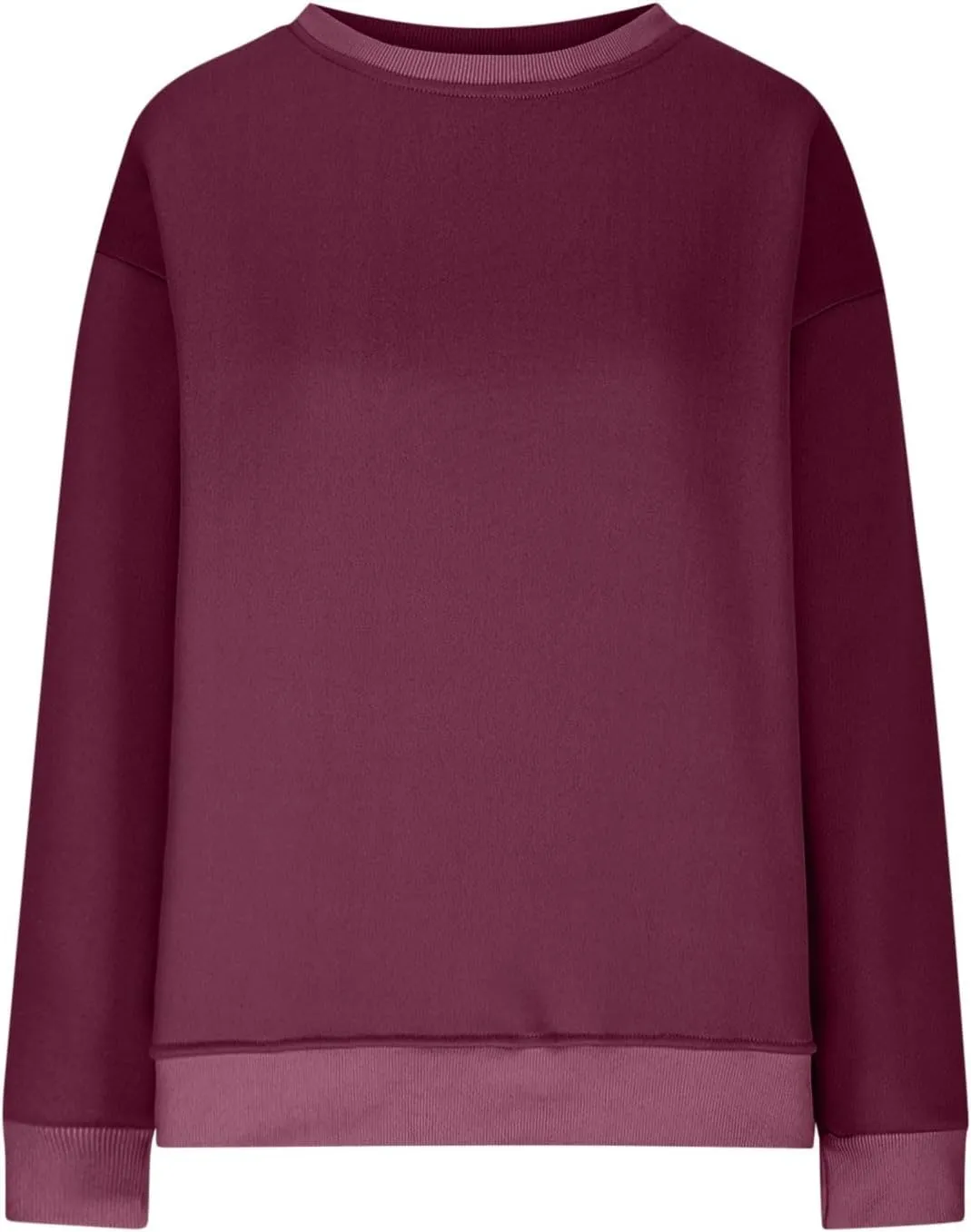 Crewneck Sweatshirts for Women Oversized Patchwork Casual Trendy Fall Tops Long Sleeve Pullover Sweaters with Pockets