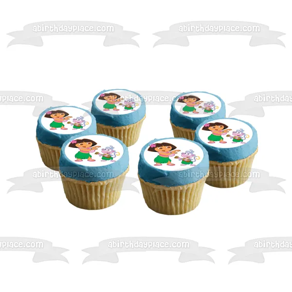 Dora the Explorer Boots Hawaiian Theme Edible Cake Topper Image ABPID12192