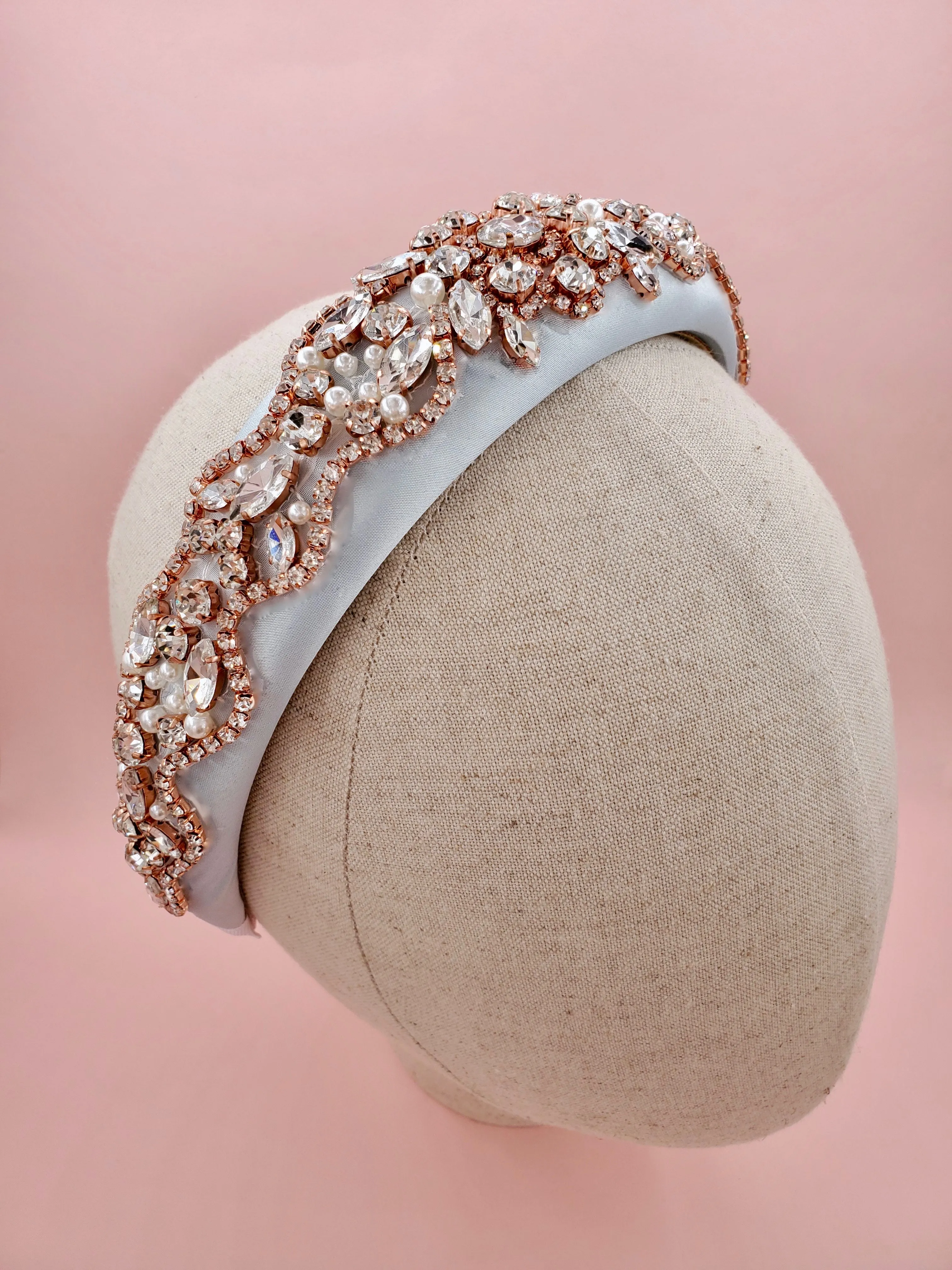 Dusty Blue Jewelled Crown Headband