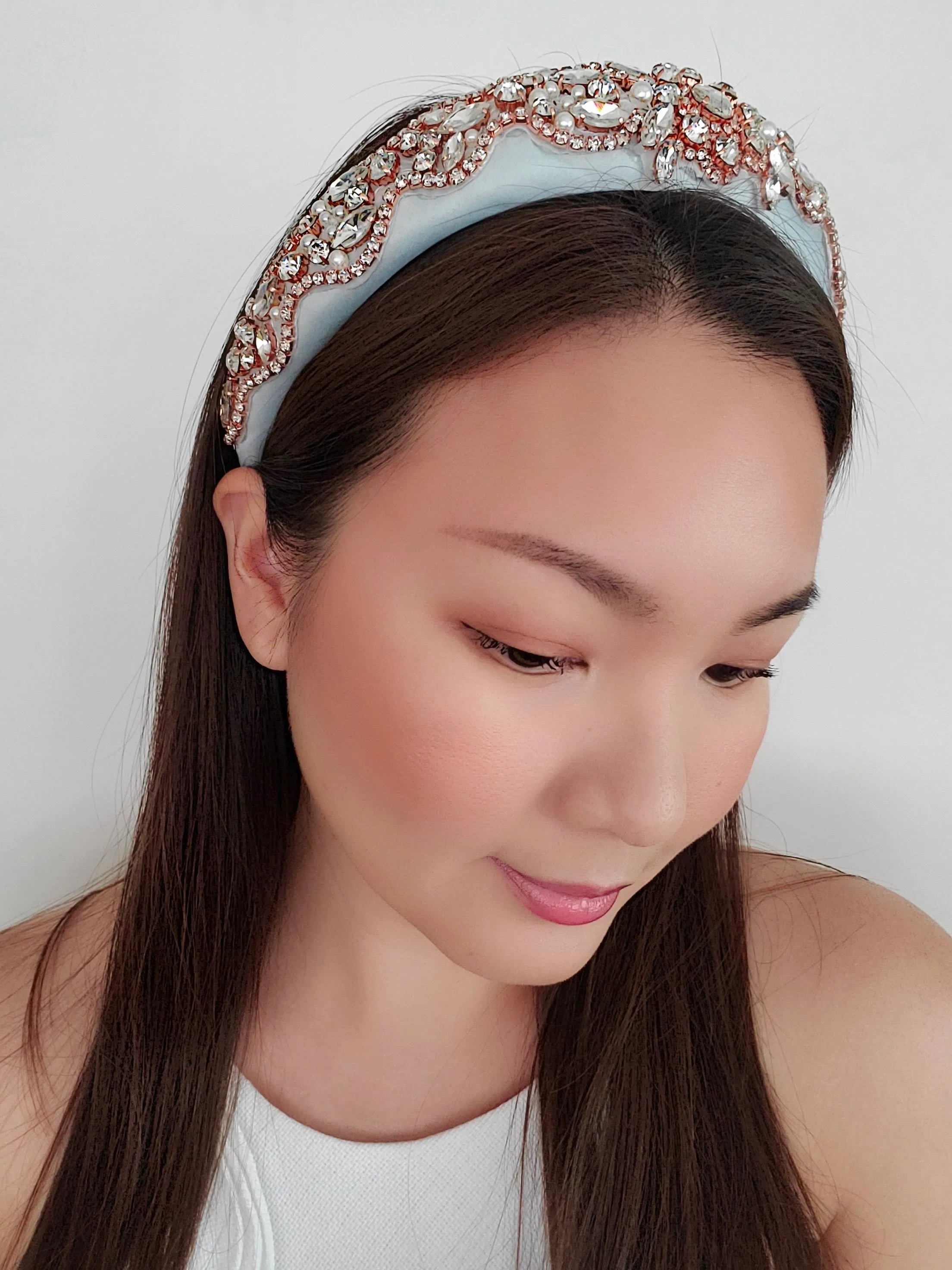 Dusty Blue Jewelled Crown Headband