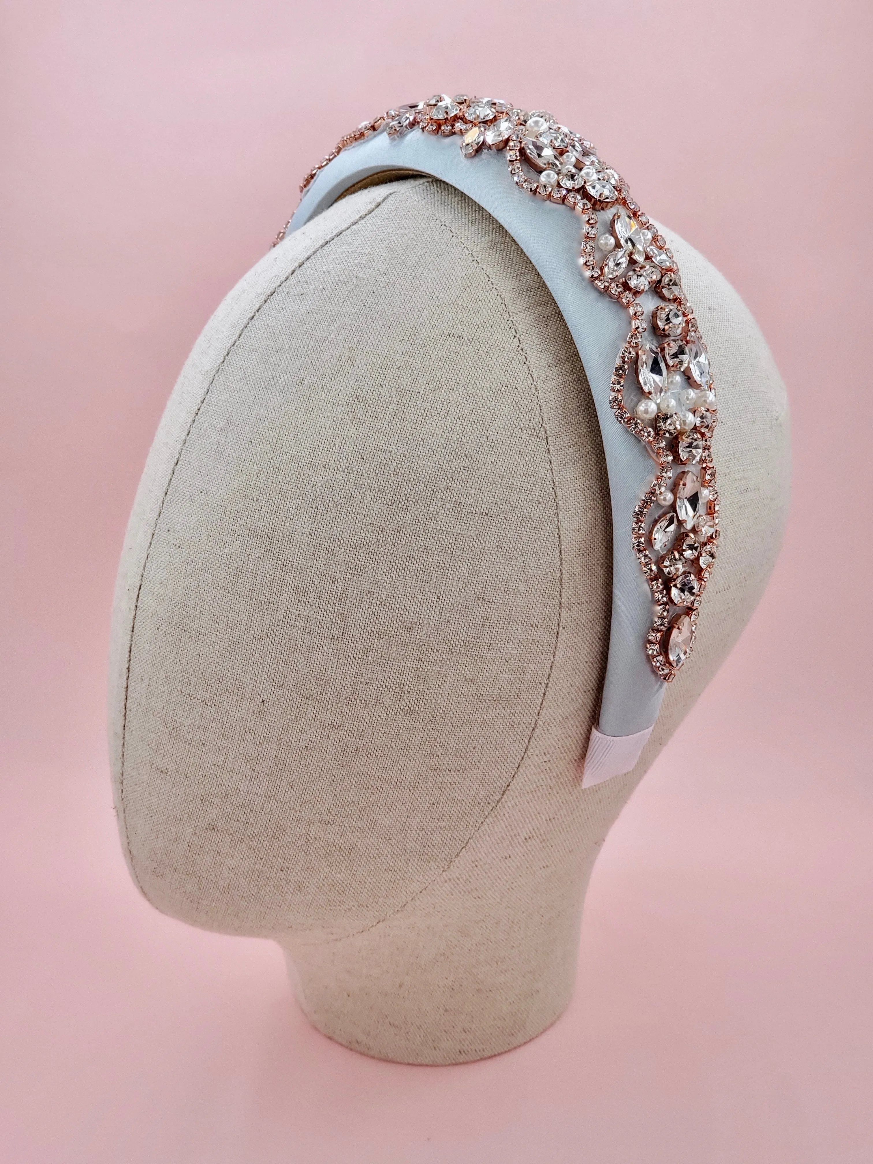 Dusty Blue Jewelled Crown Headband