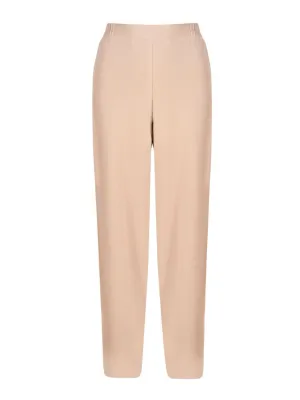 Elasticated Waist Wide Leg Crepe Pants - Beige
