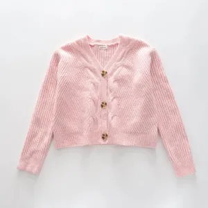 Girls' Pink True Knit Cropped Cardi