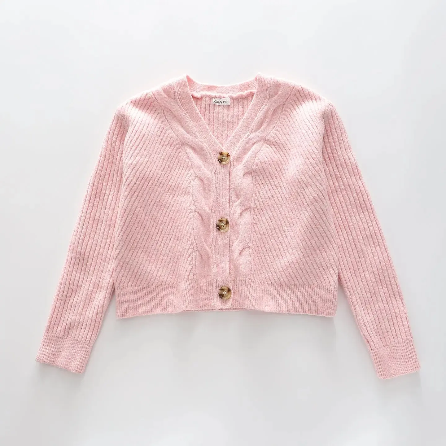 Girls' Pink True Knit Cropped Cardi