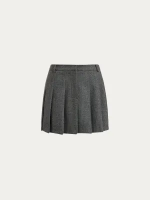 Herringbone wool-blend mini skirt