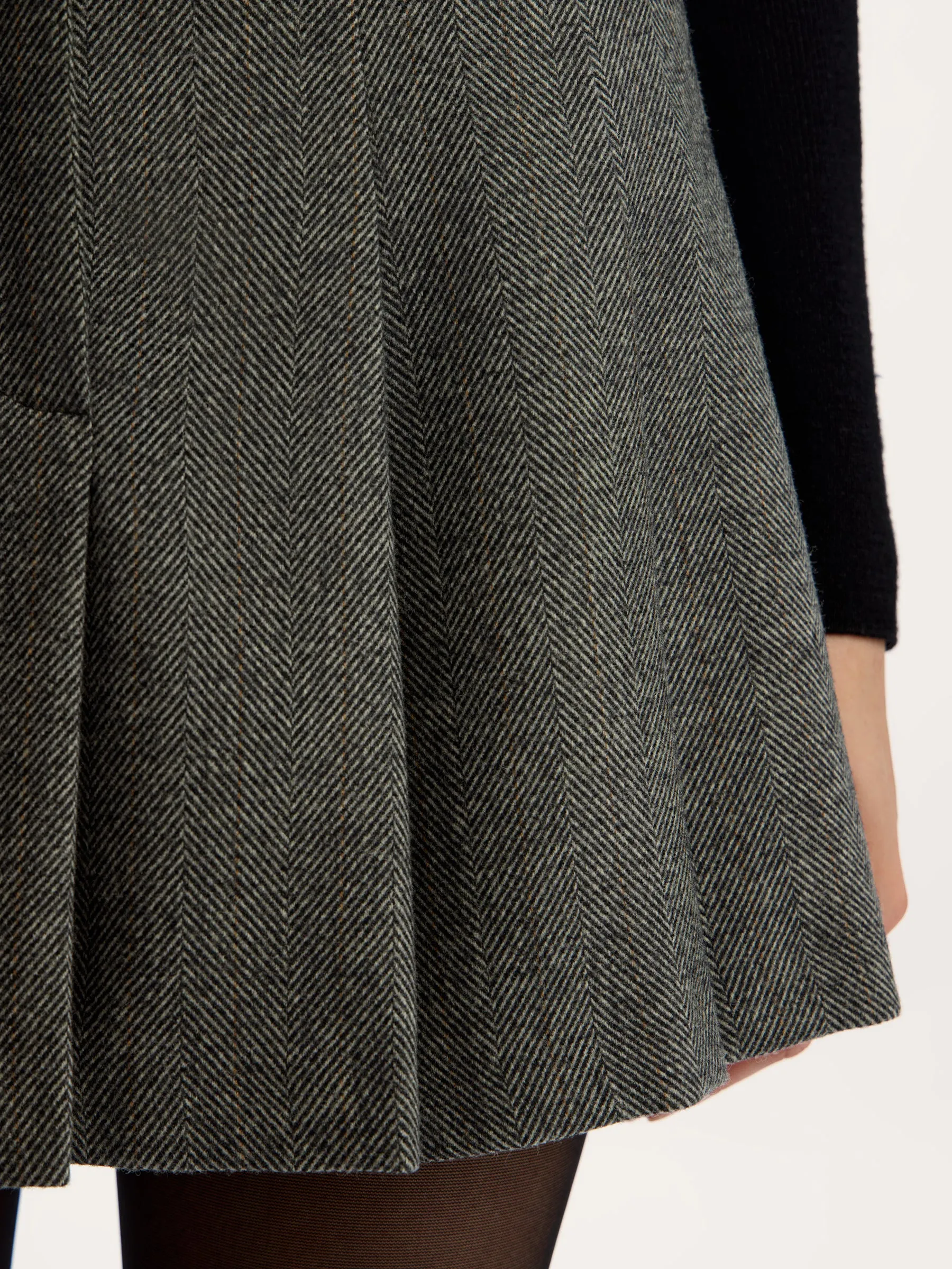 Herringbone wool-blend mini skirt