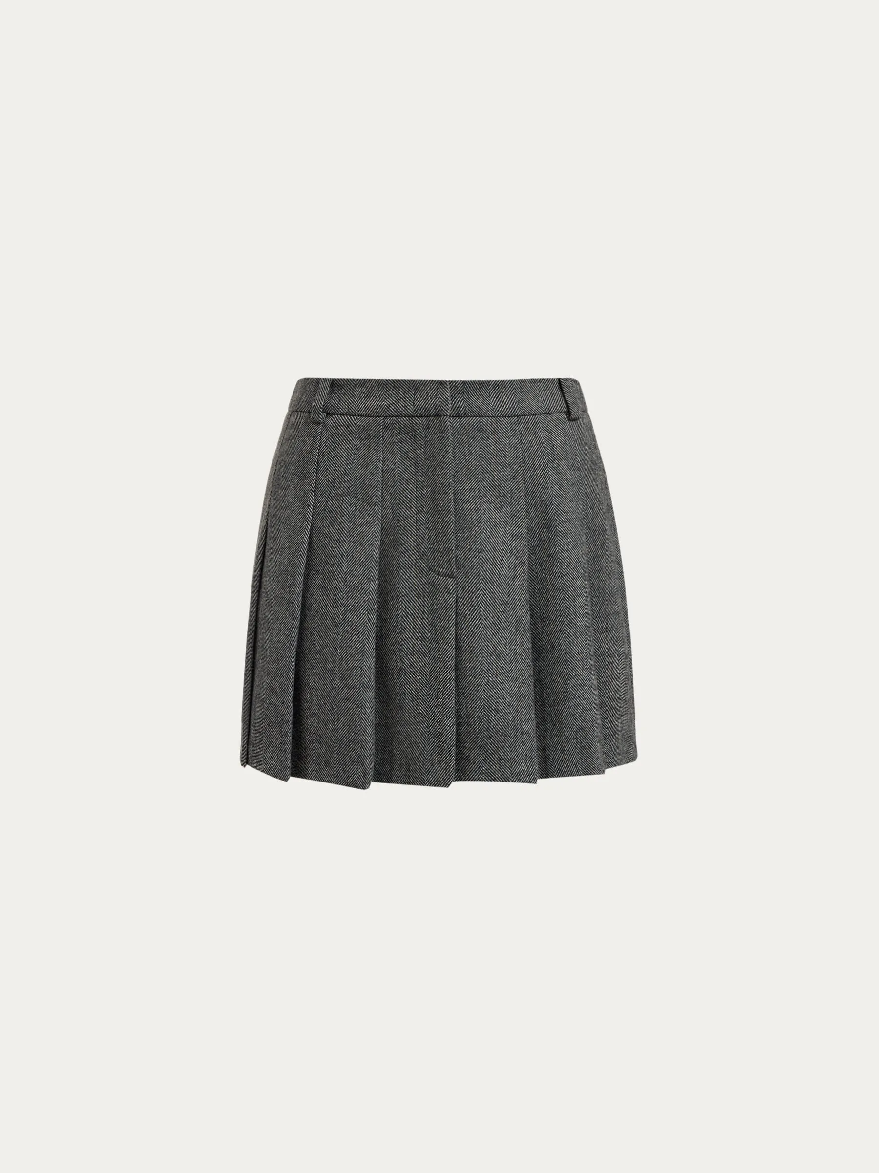 Herringbone wool-blend mini skirt