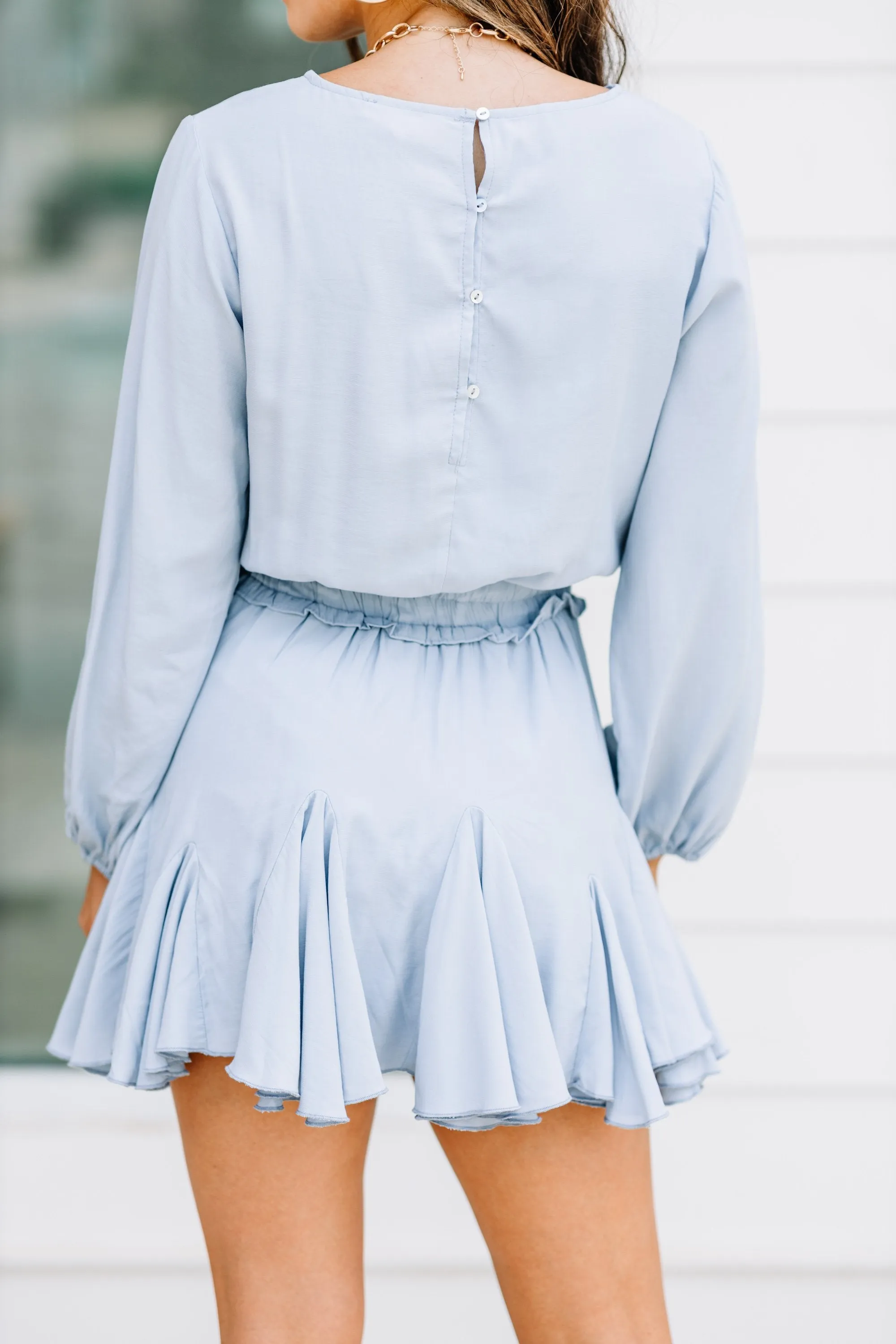 Home With You Dusty Blue Romper Dress