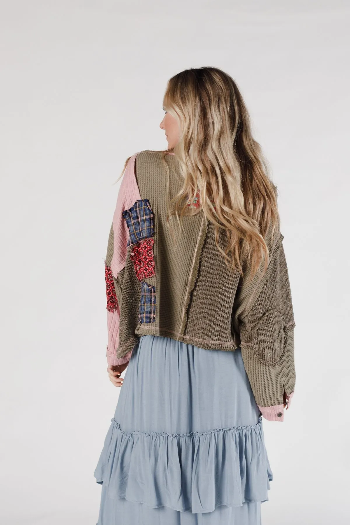 Huxley Patchwork Top - Olive
