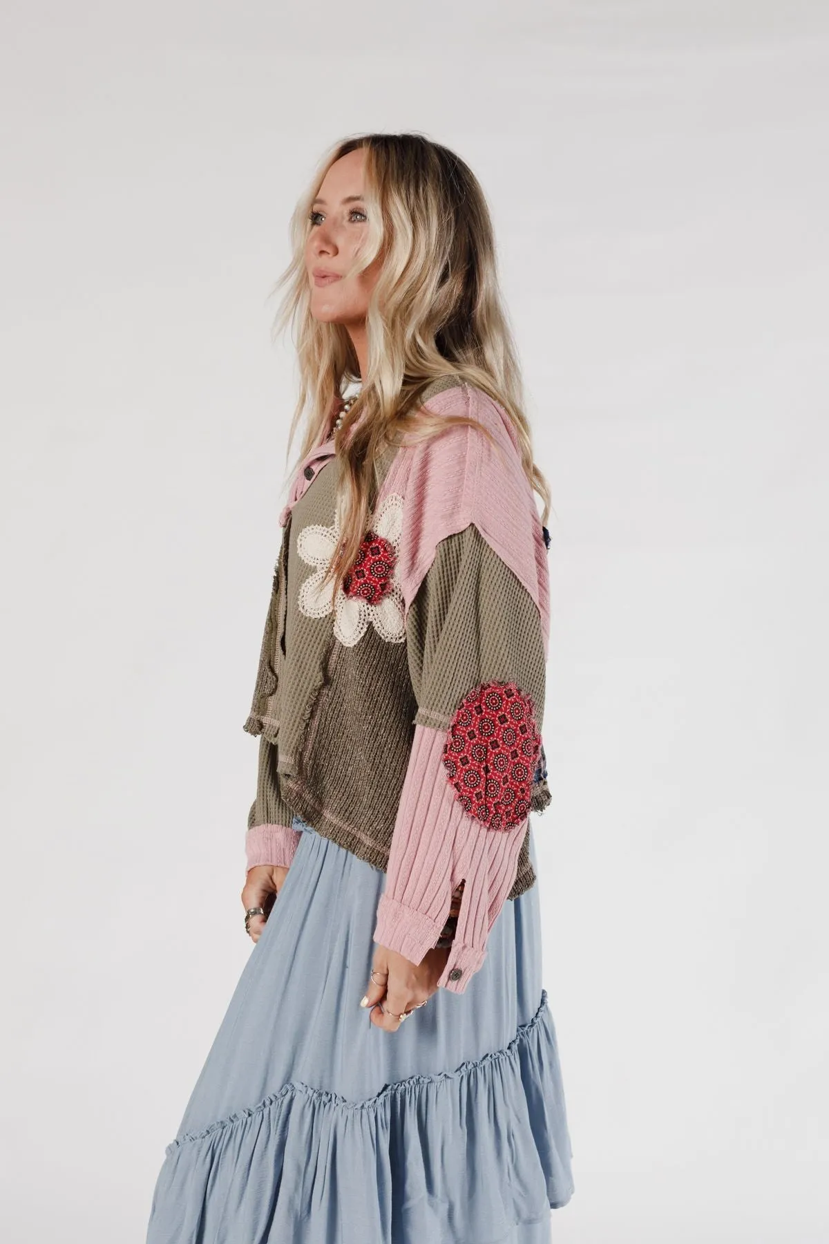 Huxley Patchwork Top - Olive