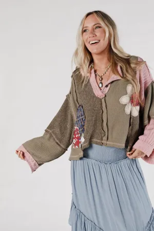 Huxley Patchwork Top - Olive