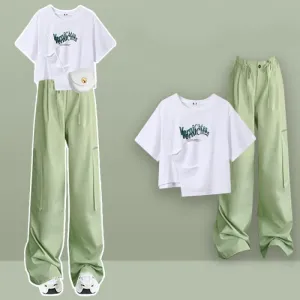 Irregular T-Shirt Green Cargo Pants