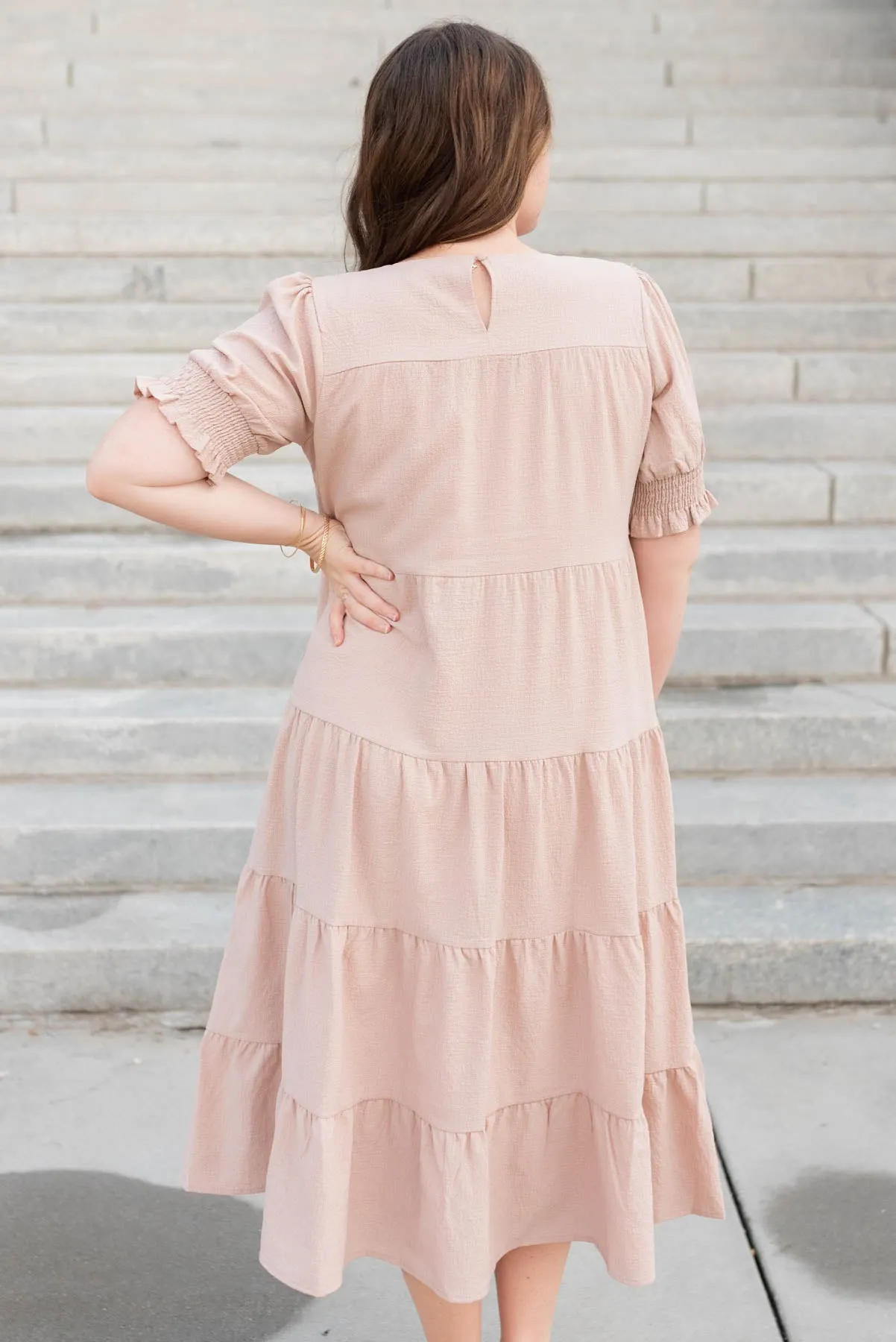 Janessa Tiered Dusty Blush Dress