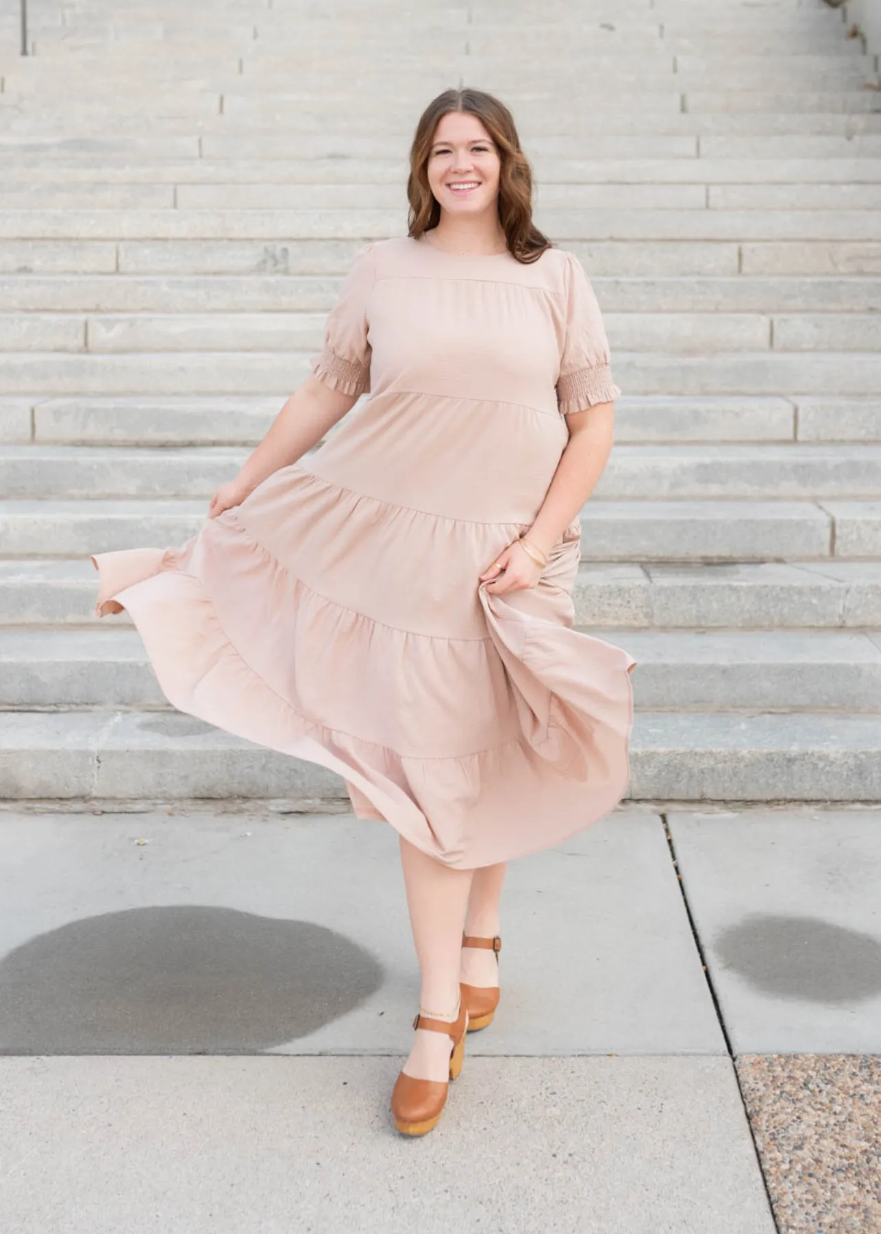 Janessa Tiered Dusty Blush Dress