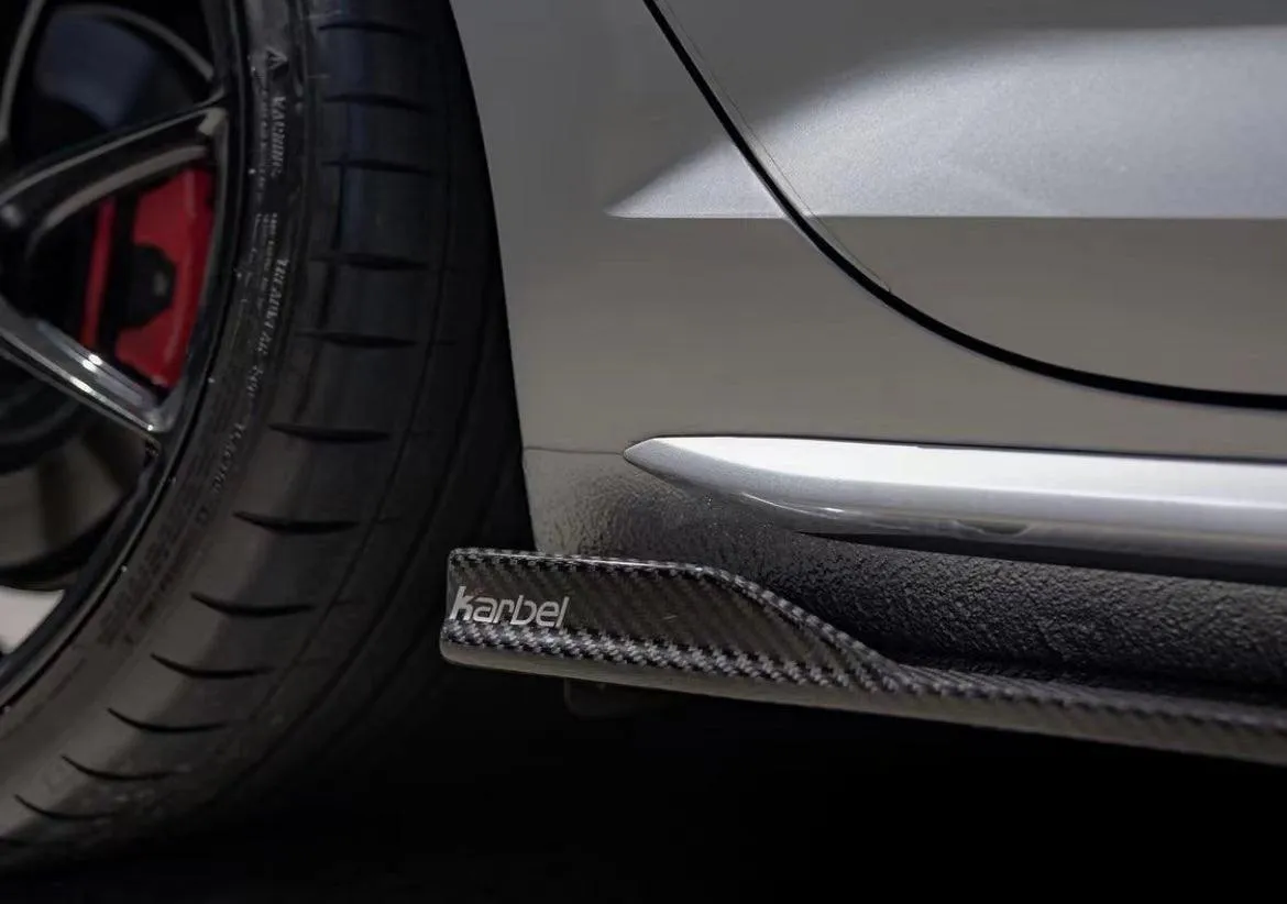 Karbel Carbon Side Skirts & Upper Side Skirt Trim for Audi S4 & A4 S Line B9/B9.5 Carbon Fiber