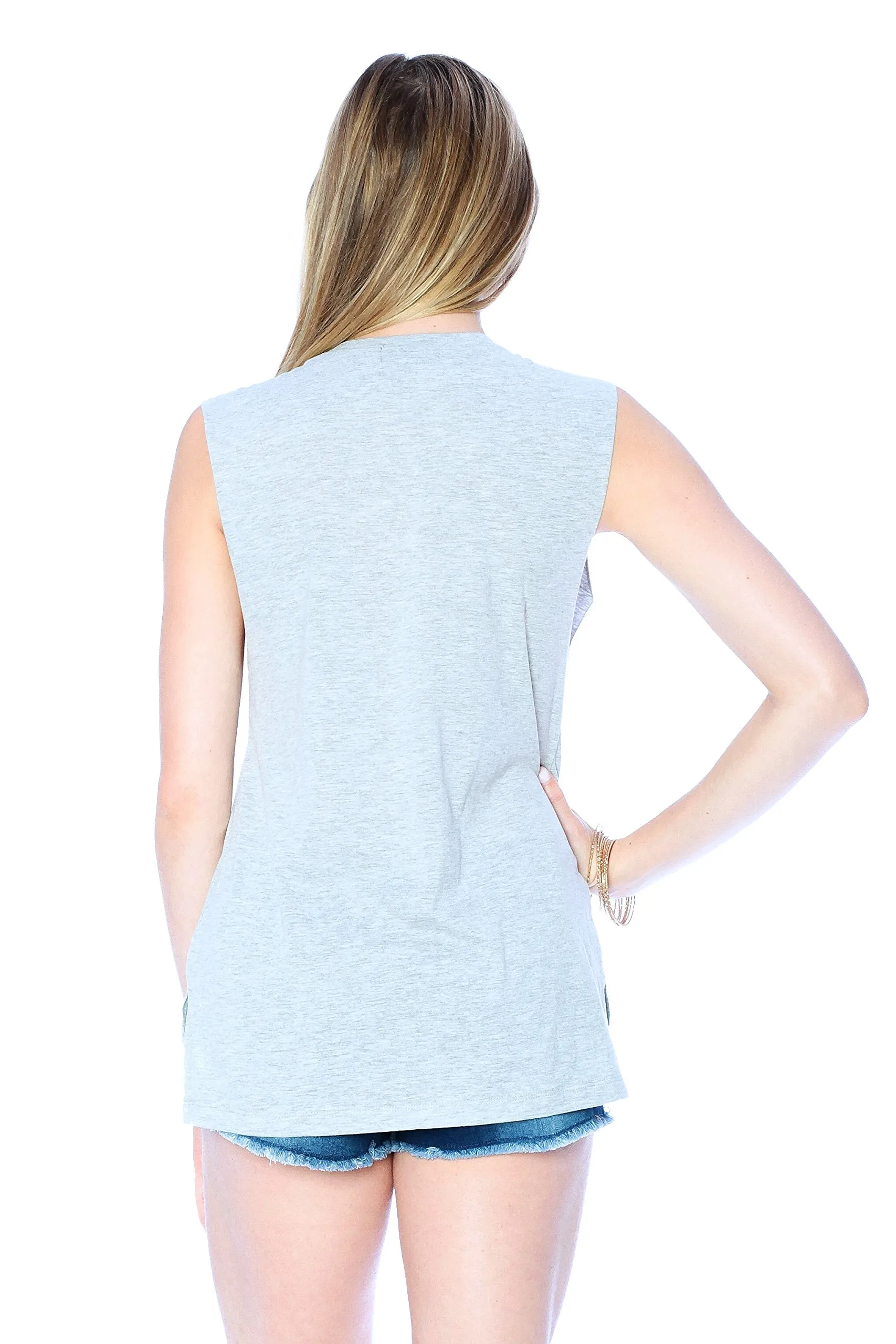Khanomak Women's Sleeveless Shirt Tank Top Graphic Tee's U.S License Plate