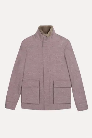Light Burgundy Coat with removable Fur Collar