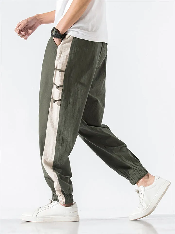Male Chic Design Contrast Color Comfort Pants