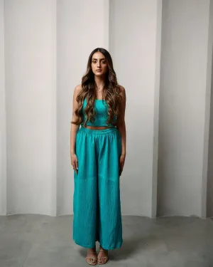 MARGARITA PANTS & CROP TOP CO-ORD -  TURQUOISE TINKERBELL