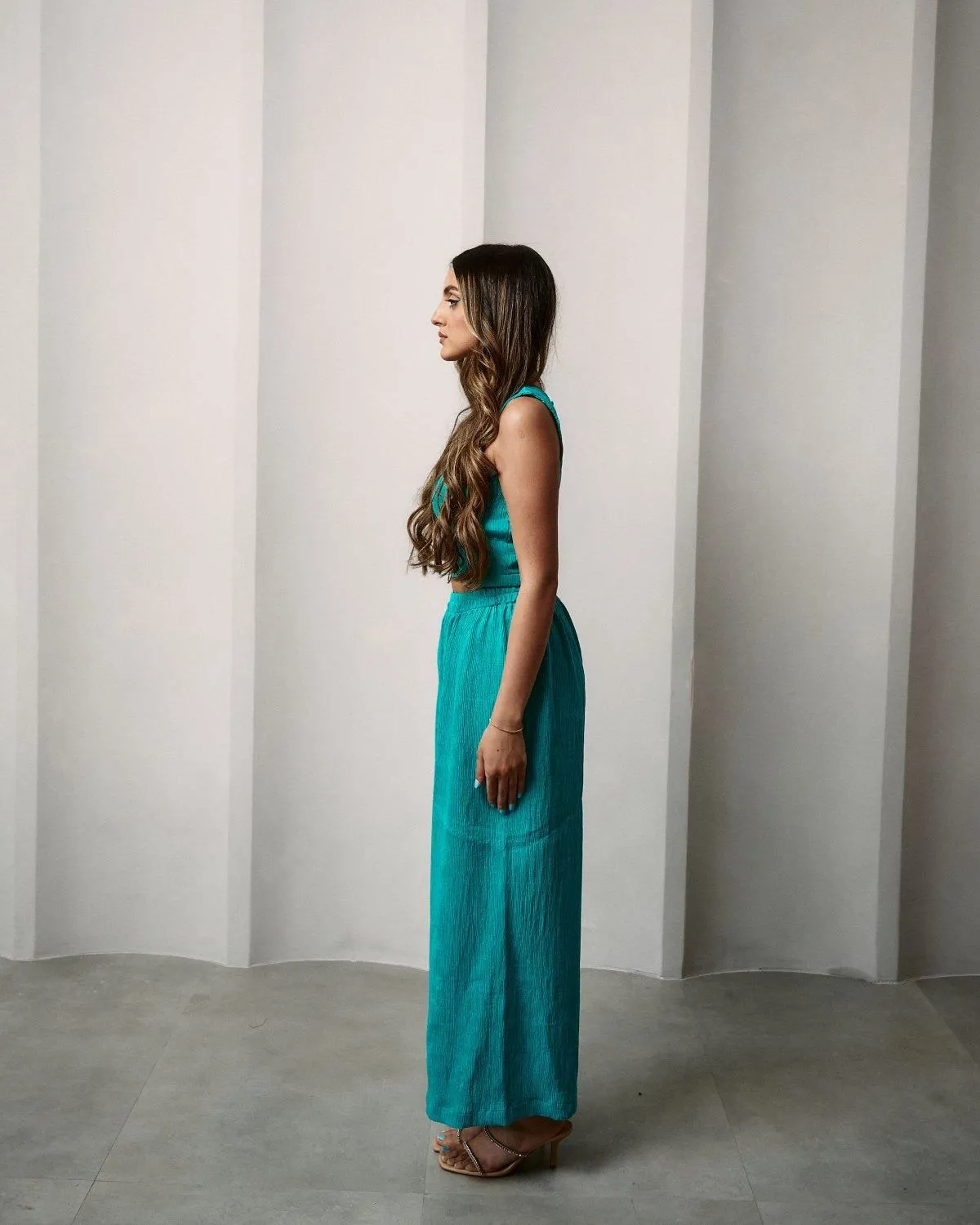 MARGARITA PANTS & CROP TOP CO-ORD -  TURQUOISE TINKERBELL