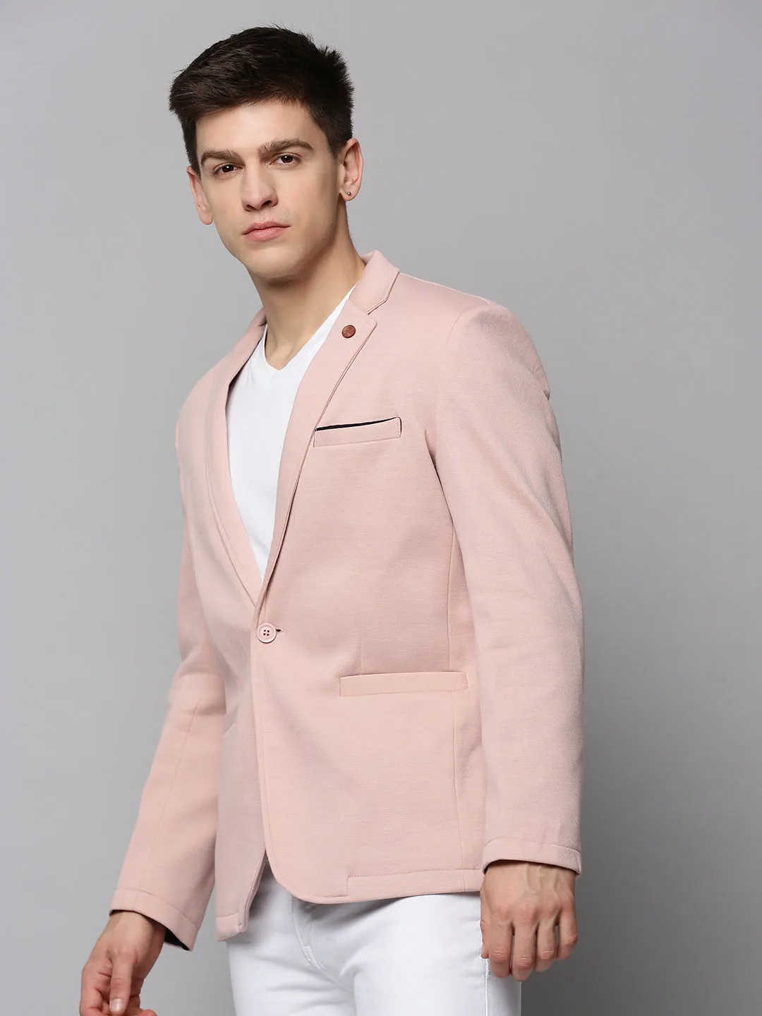 Men Pink Single-Breasted Blazers